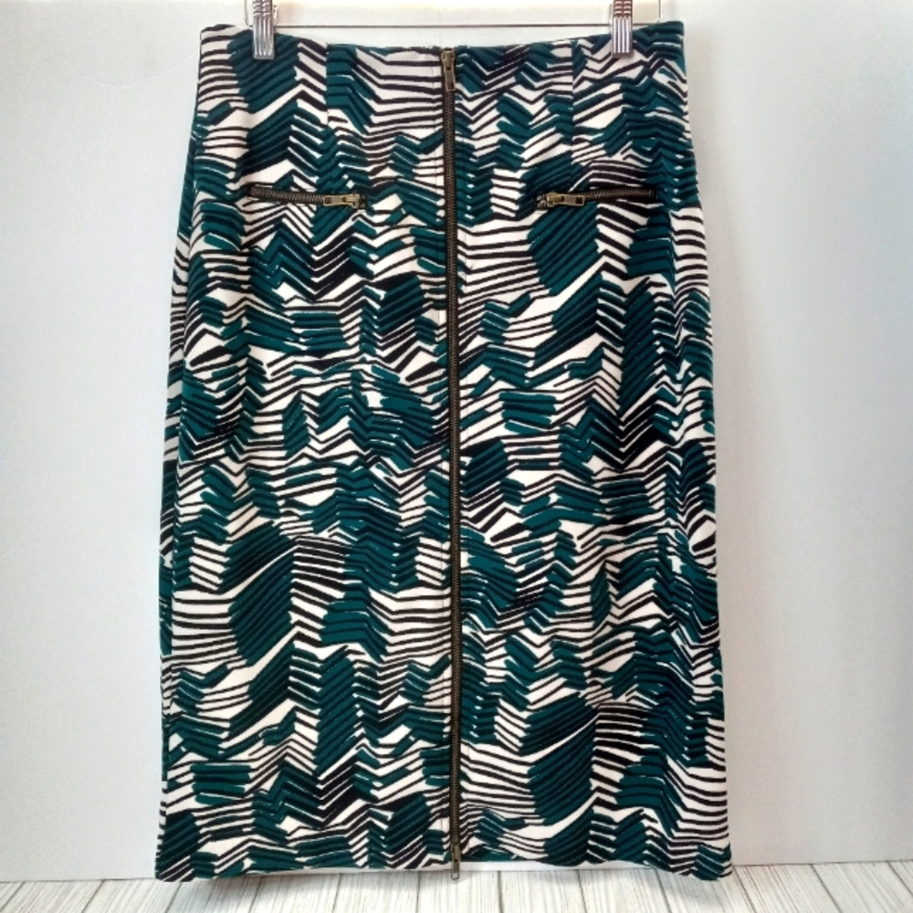 Worthington Teal Normandy Zipper Slit Pencil Skirt